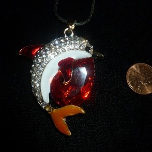 WOMAN'S FASHION SPARKLY GOLD TONE RED ORANGE CLEAR